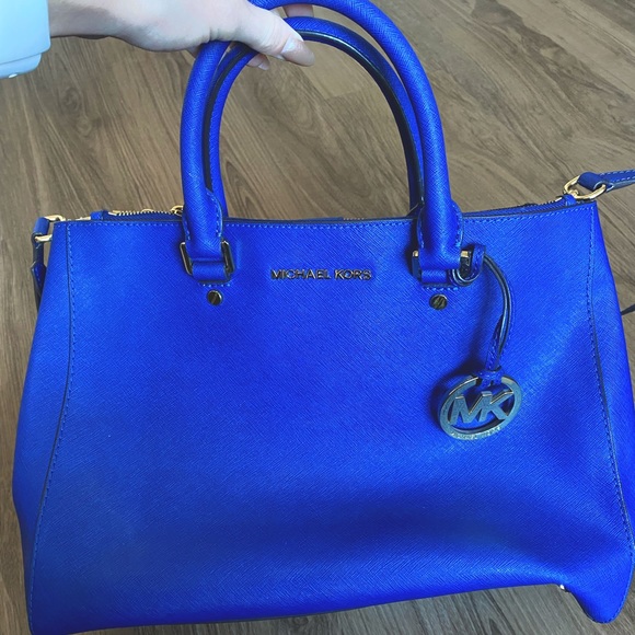 Authentic Blue Michael Kors Purse Tote - Picture 1 of 12